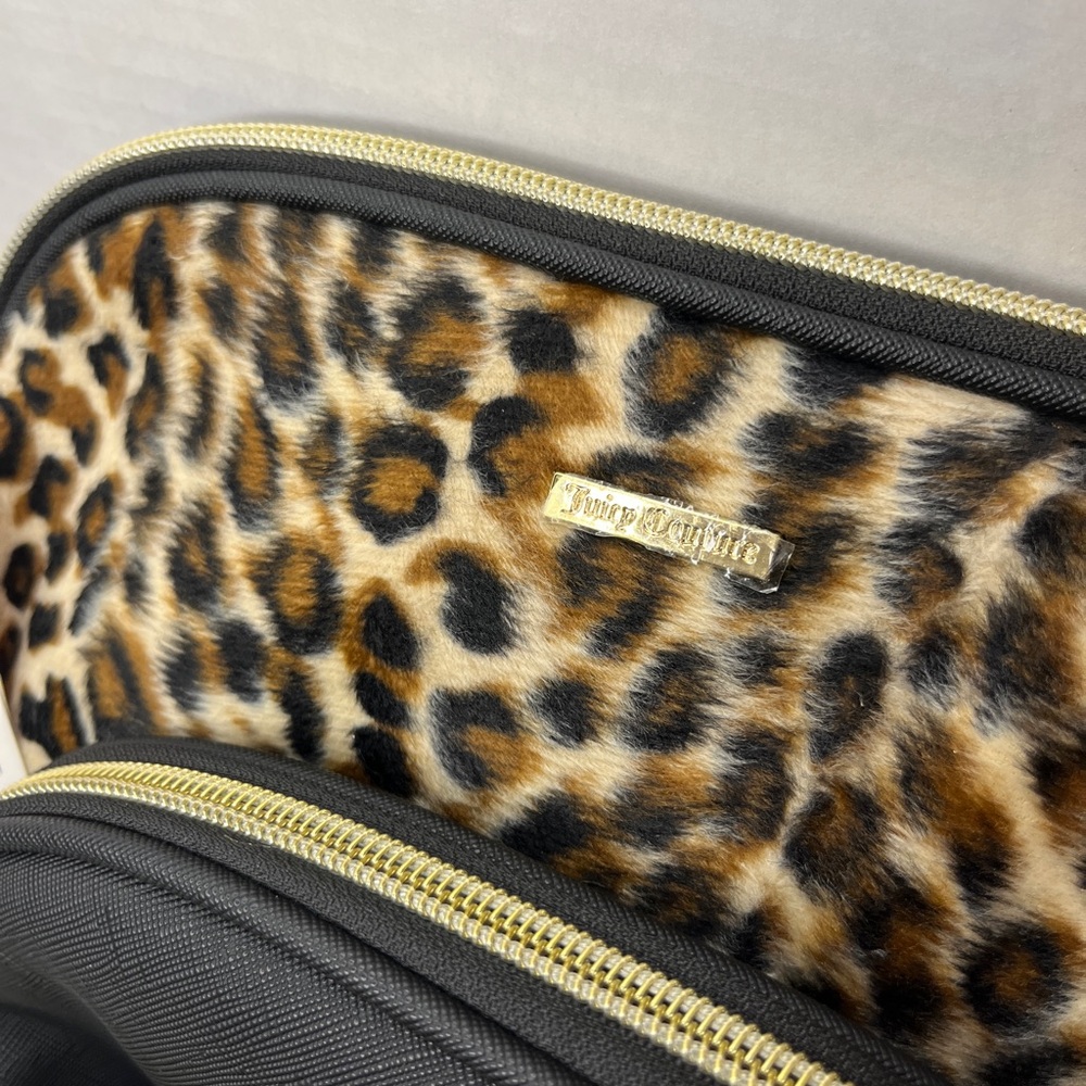 Juicy Couture Set Of 3 Black & Leopard Travel Make Up Toiletry Cosmetic Bags NWT - Picture 13 of 13